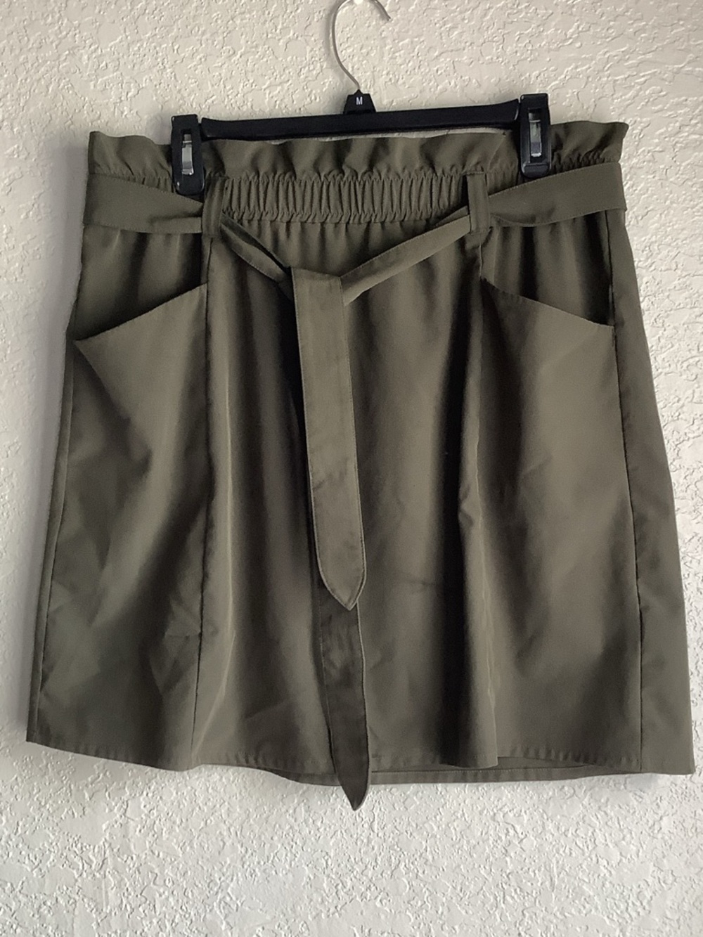 Mondetta Olive Green Belted A-Line Skirt